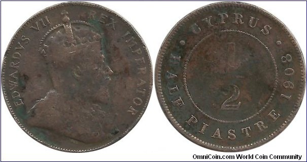 Cyprus-British ½ Piastre 1908