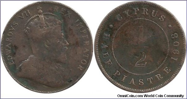 Cyprus-British ½ Piastre 1908