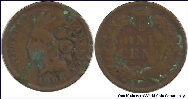 USA One Cent 1906 (8 Countermark)