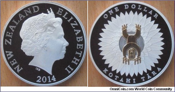 1 Dollar - Maori Art : Kotahi Tara - 31.1 g Ag .999 silver Proof - mintage 2,000