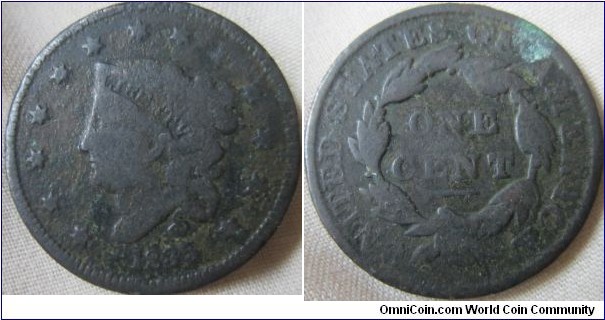 1835 cent, low grade