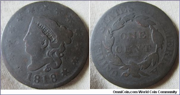 1818 cent, low grade