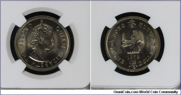 Hong Kong 1 Dollar 1972 KM#35 MS64