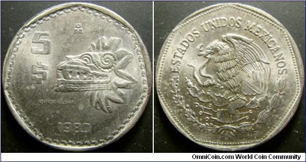 Mexico 1980 5 peso. Weight: 10.14g. 