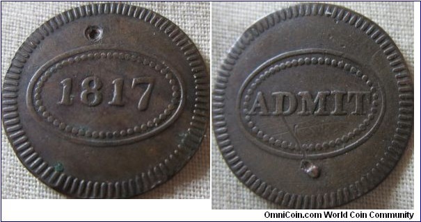 1817 New york Theatre token