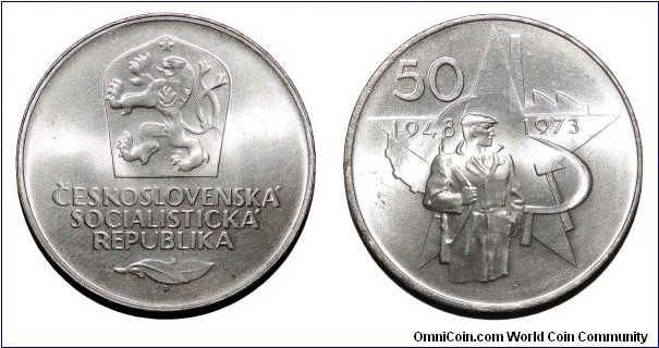 CZECHOSLOVAKIA (SOCIALIST REPUBLIC)~50 Koruna 1973. 25th Anniversary: Victory of the Communist Party. *SCARCE*