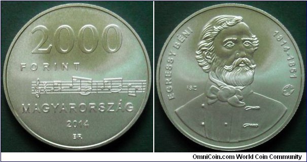 Hungary 2000 forint.
2014, Beni Egressy (1814-1851) Hungarian composer.