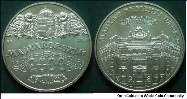 Hungary 2000 forint.
2014, 90th Anniversary of National Bank.