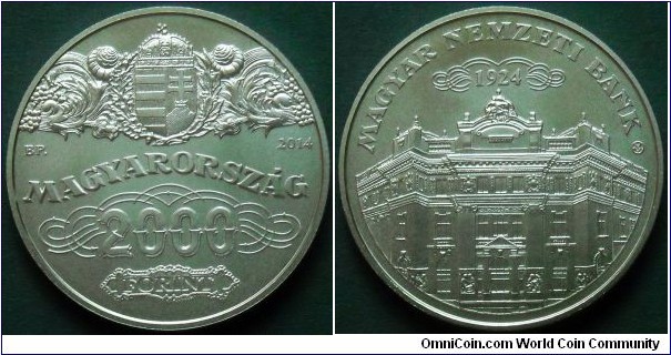 Hungary 2000 forint.
2014, 90th Anniversary of National Bank.