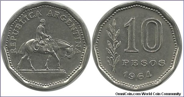 Argentina 10 Pesos 1964