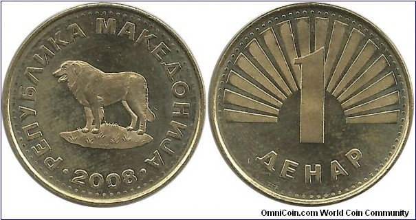 Macedonia 1 Denar 2008-proof