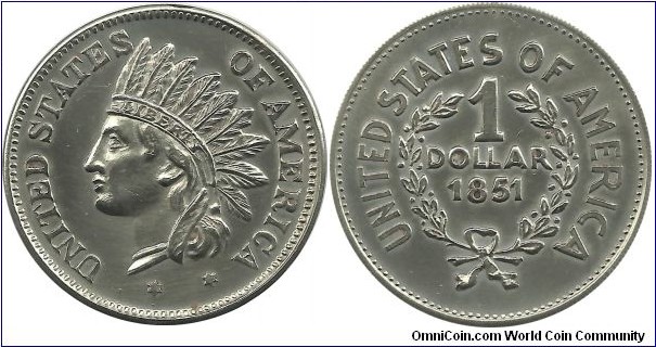 USA 1 Dollar 1851(a fantasy mint)
