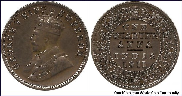 India-British ¼ Anna 1911(C)