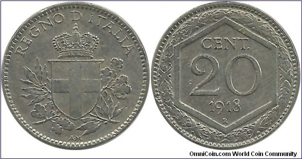 Italy 20 Centesimi 1918R