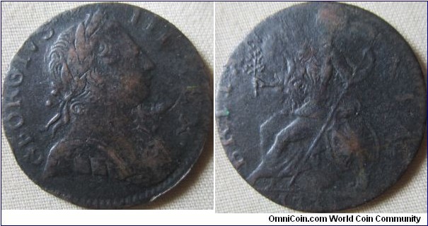 counterfeit halfpenny of George III from around 1775