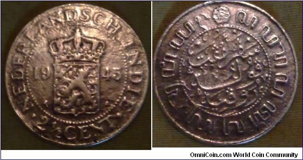 coin 2 1/2 cent nederlandsch indie