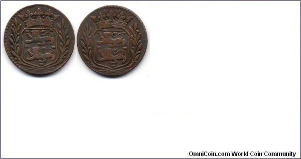Netherlands 1 Duit no date two reverses!!