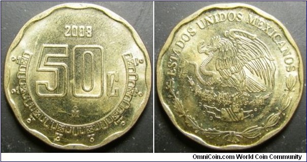 Mexico 2008 50 centavos. Weight: 4.38g. 