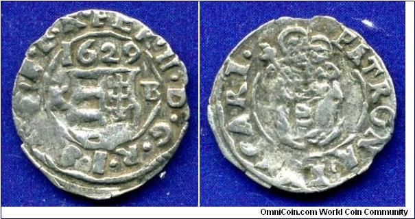 Denar.
Ferdinand II.
Kingdom of Hungary.
*KB* - Kremnitz mint.


Ag.