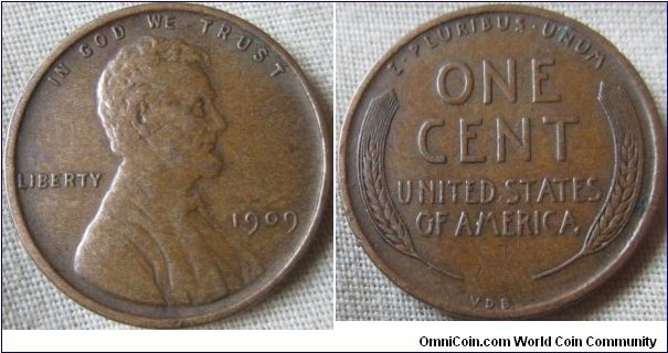 1909 V.D.B cent Fine grade