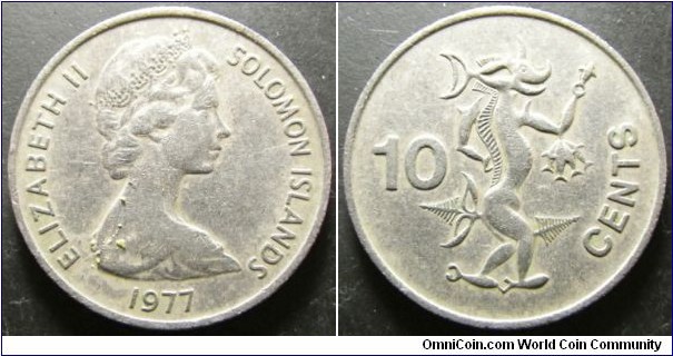Solomon Islands 1977 10 cents. Weight: 5.70g. 