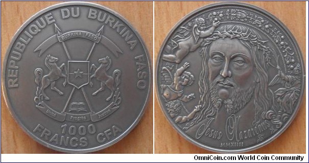 1000 Francs CFA - Jesus of Nazareth - 31,1 g Ag .999 antique finish - mintage 500 pcs only