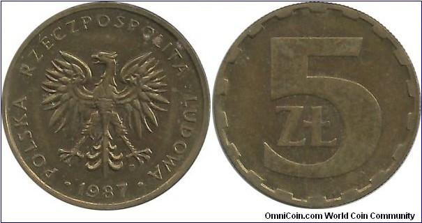 Poland 5 Zlotych 1987