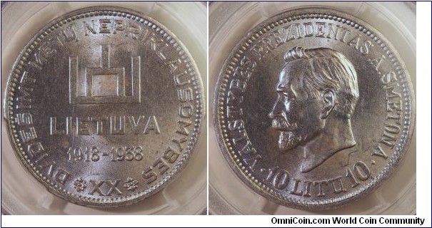 1936 10 Litu PCGS 64