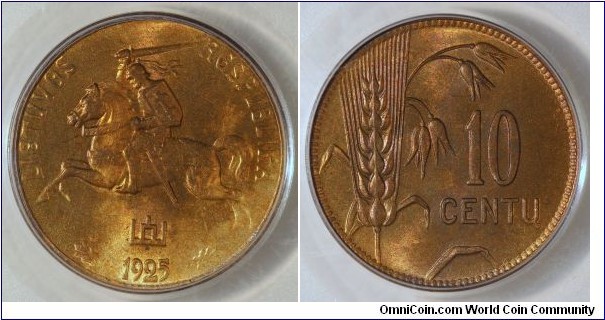 1925 10 centu PCGS 64