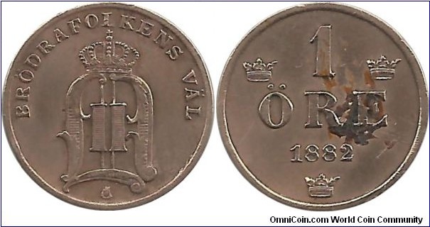 Sweden 1 Öre 1882 (I clean this coin and find; on  the reverse, there is a kind of glue and some scrathes)
