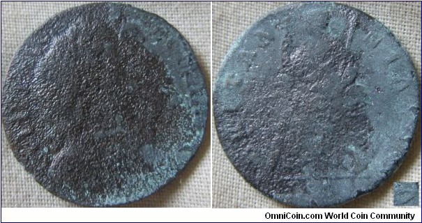William and mary farthing, very low grade Unbarred A's in Maria
