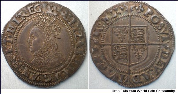 Elizabeth I Groat Struck circa 1560-61 Graded as GVF