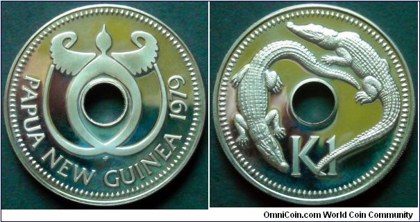 Papua New Guinea 1 kina.
Proof from Franklin Mint.
Cu-ni. Weight; 14,52g.
Diameter; 33,72mm.
Mintage: 2728 pieces.