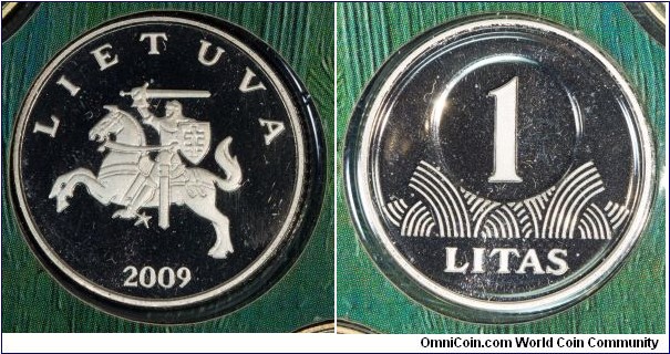 1 Litas proof-like from 2009 proof-like mint set