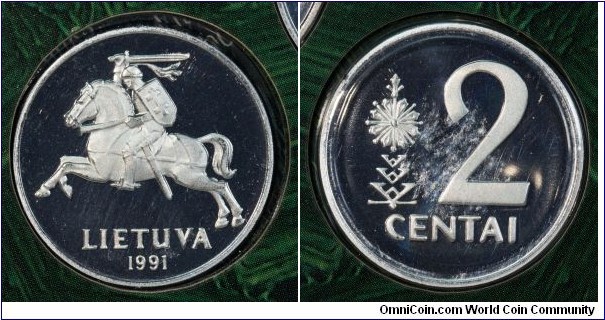 1991 2 centai proof-like from 2009 proof-like mint set