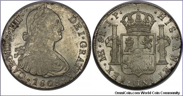 8 Reales, Lima mint. PCGS MS62.