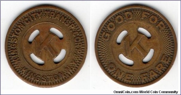 Kingston City Transp. Corp. copper transit token - NY
UNKNOWN DATE