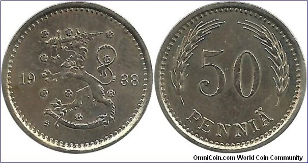 Finland 50 Pennia 1938