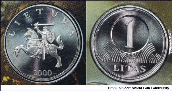 1 Litas proof-like from 2000 proof-like mint set