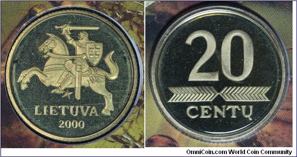 20 centu proof-like from 2000 proof-like mint set