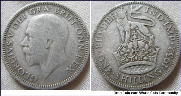 1932 shilling, fair grade