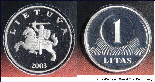 1 Litas proof-like from 2003 proof-like mint set