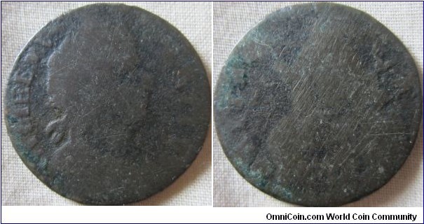 very low grade 1st type William III halfpenny 1695-7