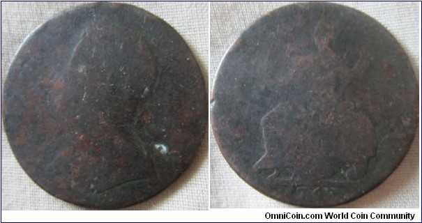 very worn halfpenny possible 1742