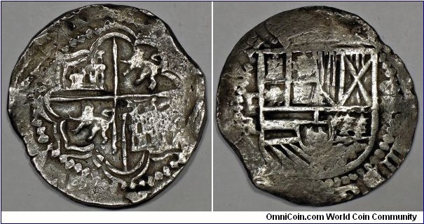 Spanish colonial, Bolivia, Potosí, Philip III, Silver cob 8 Reales, N.D. (1598 - 1621 AD), mint mark: P. Assayer: R. 26.99g, 39.30~40.25mm, silver. Bold very fine. The 2nd example in this collection. 