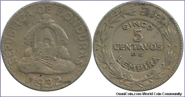 Honduras 5 Centavos 1932