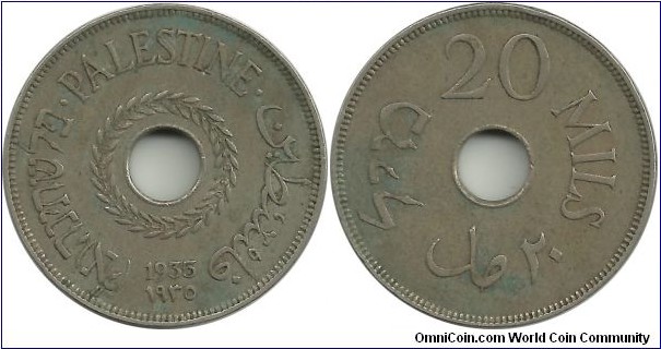 Palestine 20 Mils 1935