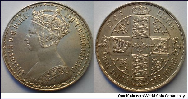 Queen Victoria 1883 Florin GEF for grade