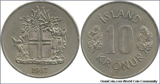 Iceland 10 Kronur 1967