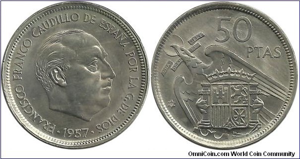 Spain 50 Pesetas 1957(58)